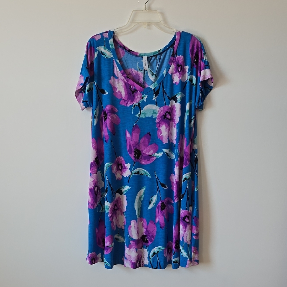 2/$12 Floral Blue and Purple Midi Dress